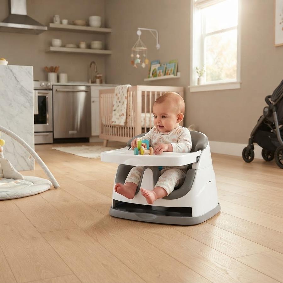 Ingenuity Baby Base 2-in-1 Booster Feeding and Floor Seat with Self-Storing Tray